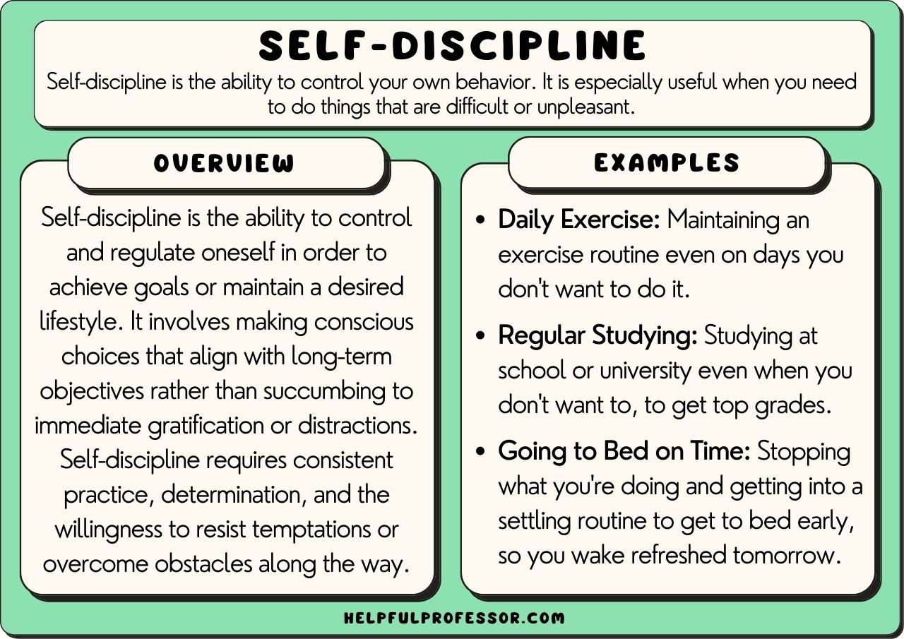 examples of self discipline except the usual ones