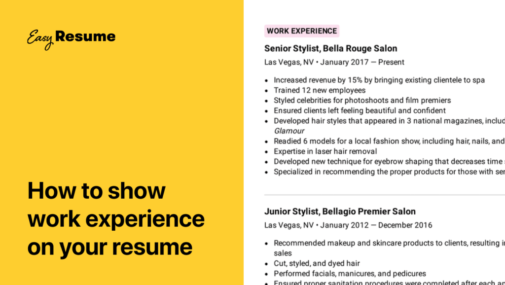 examples of work experience for your resume