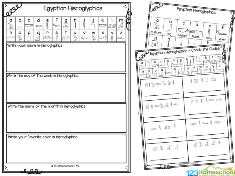 fun examples of the hieroglyphics alphabet for kids