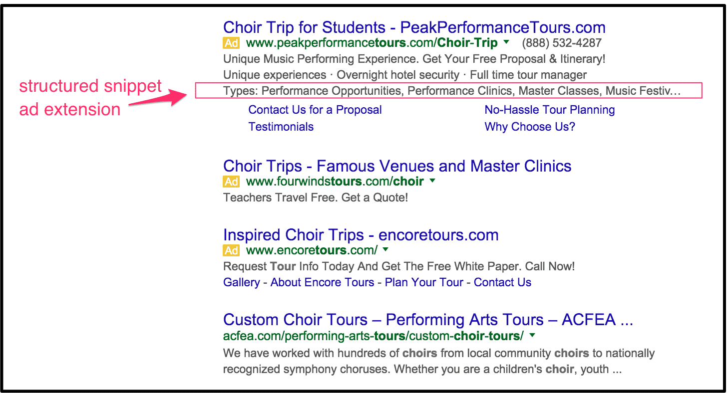 google ads structured snippets examples for success