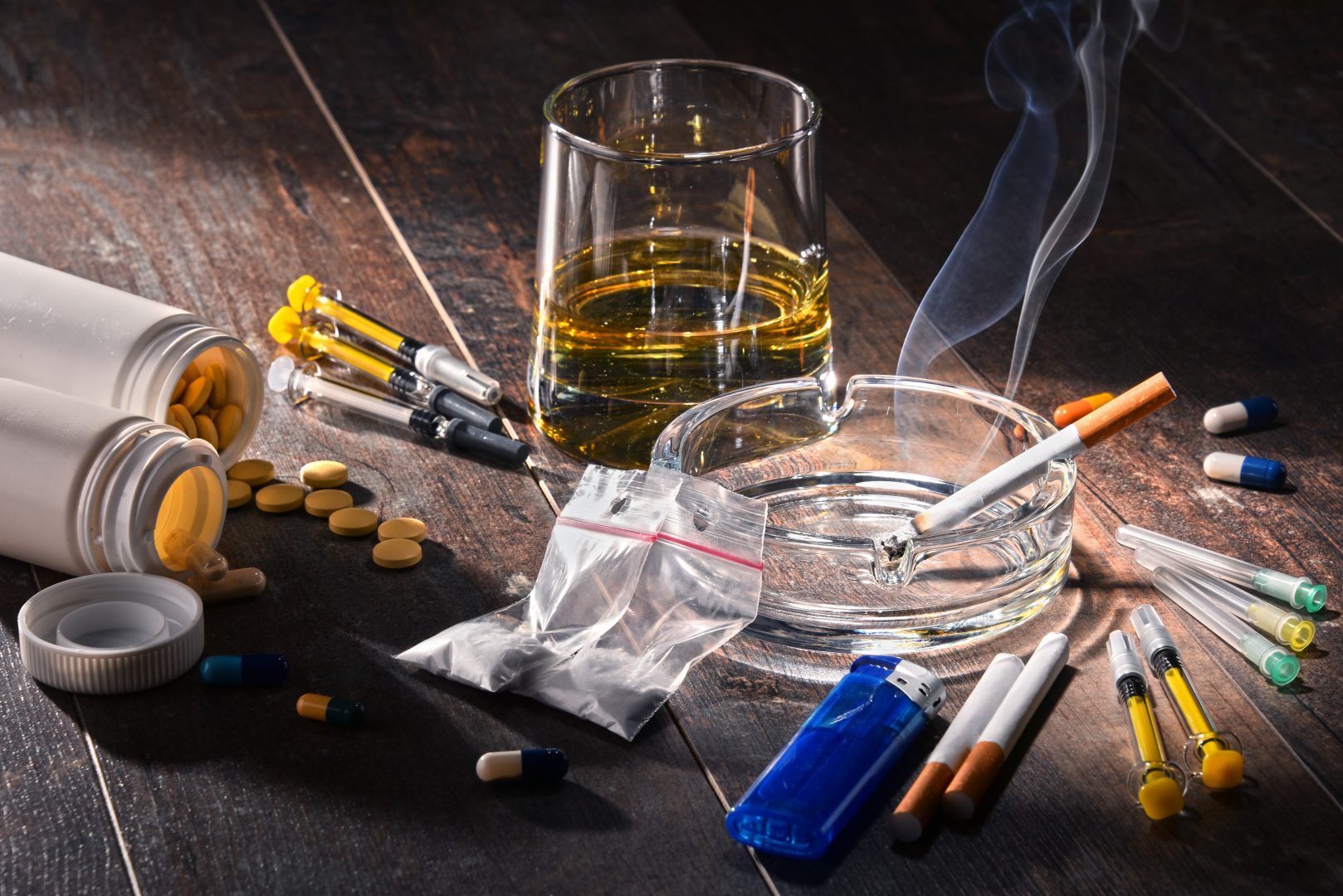 heroin cocaine methamphetamine cigarettes and alcohol