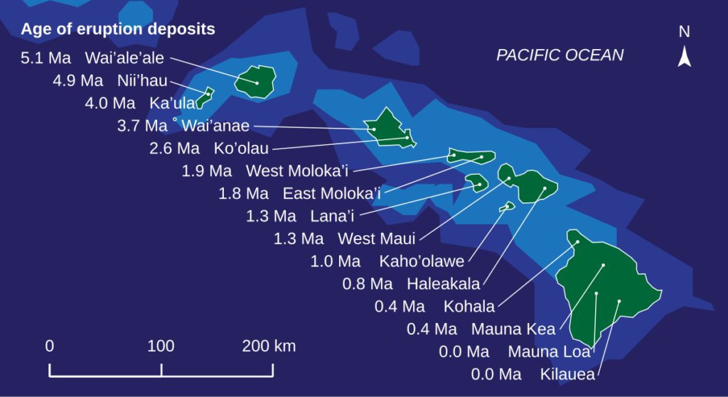 how many volcanoes are in hawaii and their features