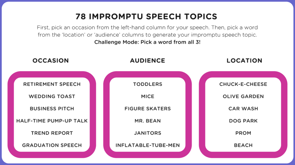 impromptu speaking key techniques and examples