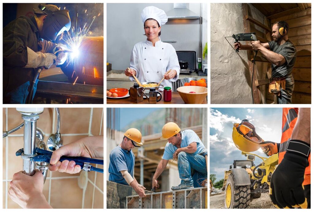 skilled trades a plumber electrician hairdresser and landscaper are examples of